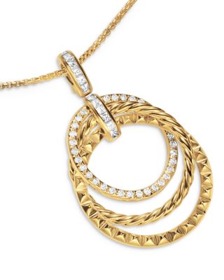 Crossover Trio Pendant Necklace in 18K Yellow Gold with Diamonds, 24mm