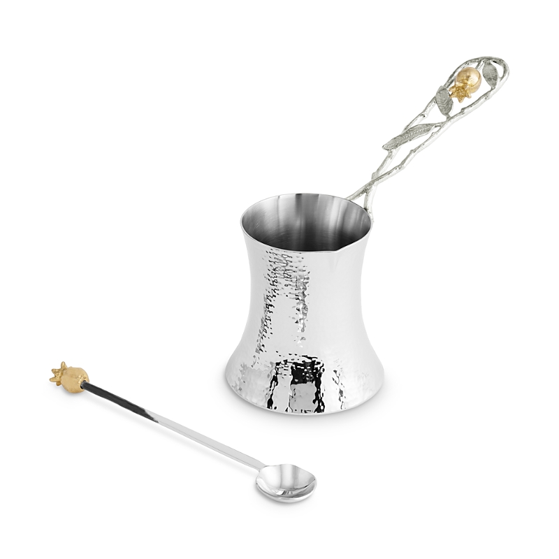 Michael Aram Pomegranate Silver And Gold Tone Coffee Pot With Spoon In Silver