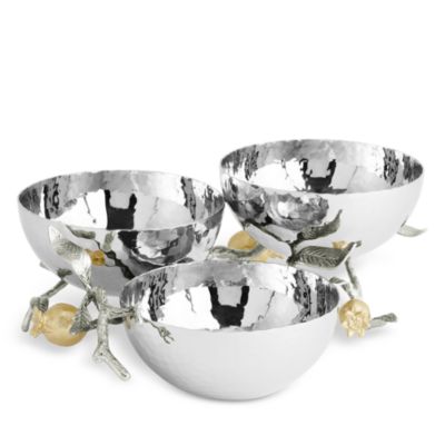 Pomegranate Silver and Gold Triple Bowl