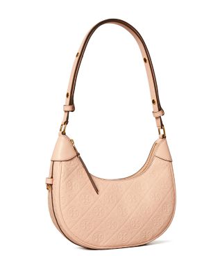 T Monogram Leather Crescent Bag