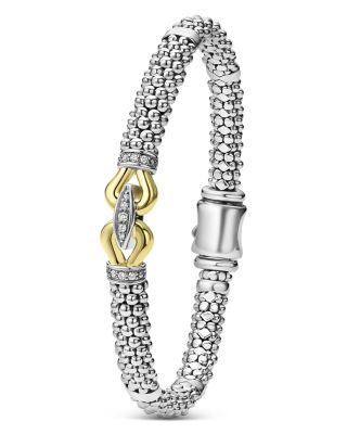 18K Yellow Gold & Sterling Silver Signature Caviar Diamond Buckle Link Bracelet