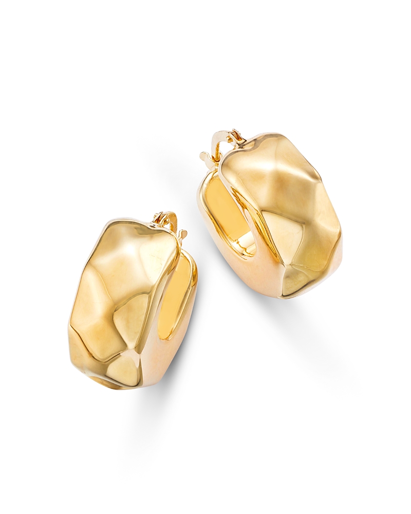Moon & Meadow 14k Yellow Gold Faceted Huggie Hoop Earrings In Gold