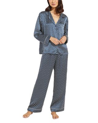 Inez Printed Washable Silk Long Pajama Set