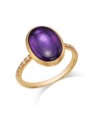 Marco Bicego 18K Yellow Gold Siviglia Color Amethyst & Diamond Oval Ring - Exclusive