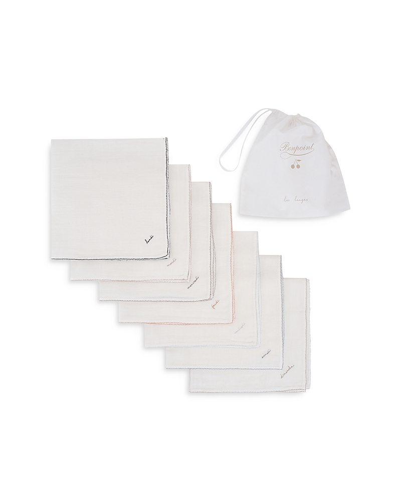 Bonpoint Unisex 7-piece Days Of The Week Security Blanket Set - Baby In White