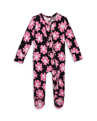Posh Peanut - Girls' Winifred Footie Ruffled Zip Daisy Print One Piece - Baby