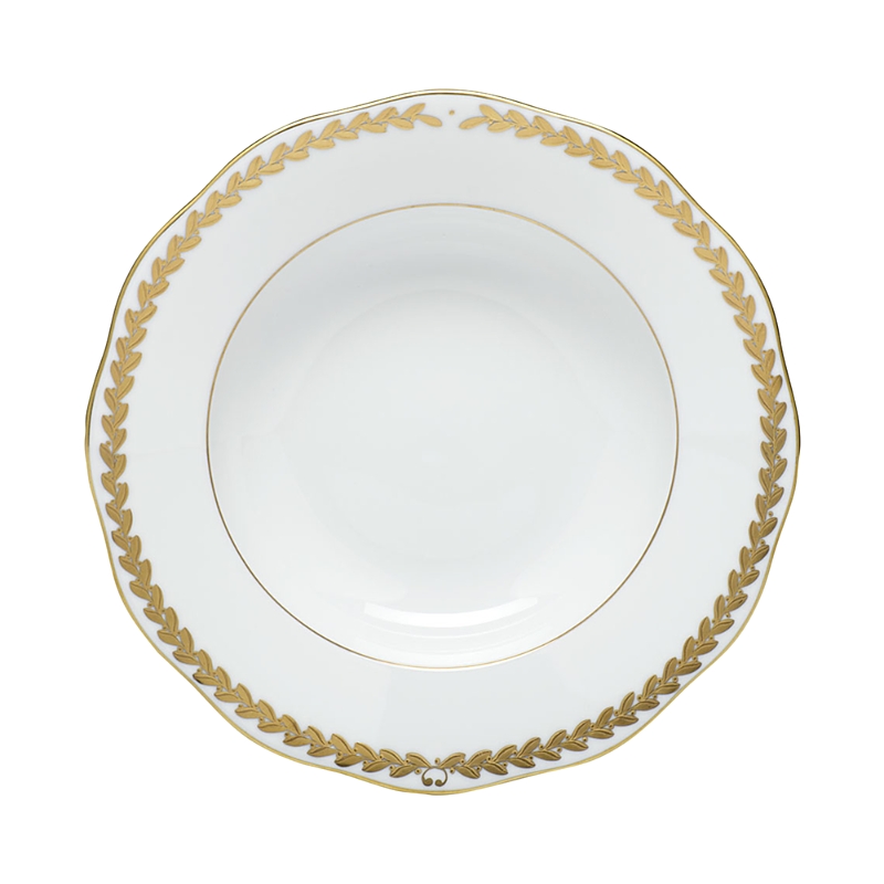 Herend Golden Laurel Rim Soup Plate In Gold