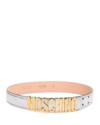Moschino Women's Embellished Logo Snake Embossed Leather Belt