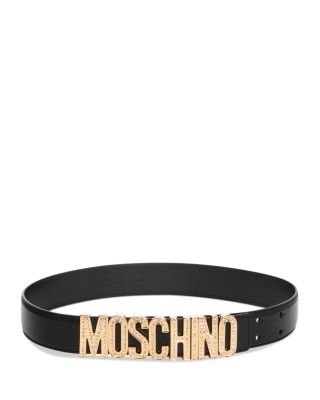 Moschino Women's Embellished Logo Leather Belt