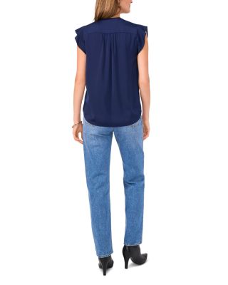 V Neck Flutter Sleeve Top