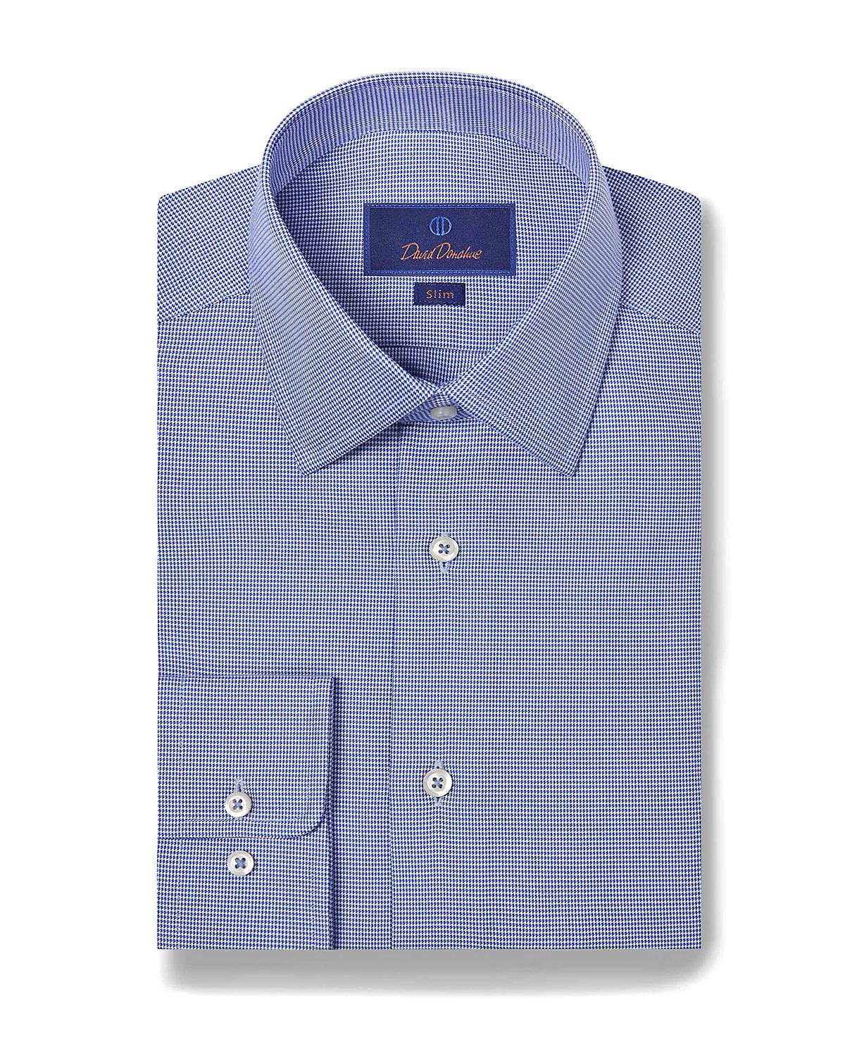 David Donahue Cotton Micro Dobby Slim Fit Dress Shirt