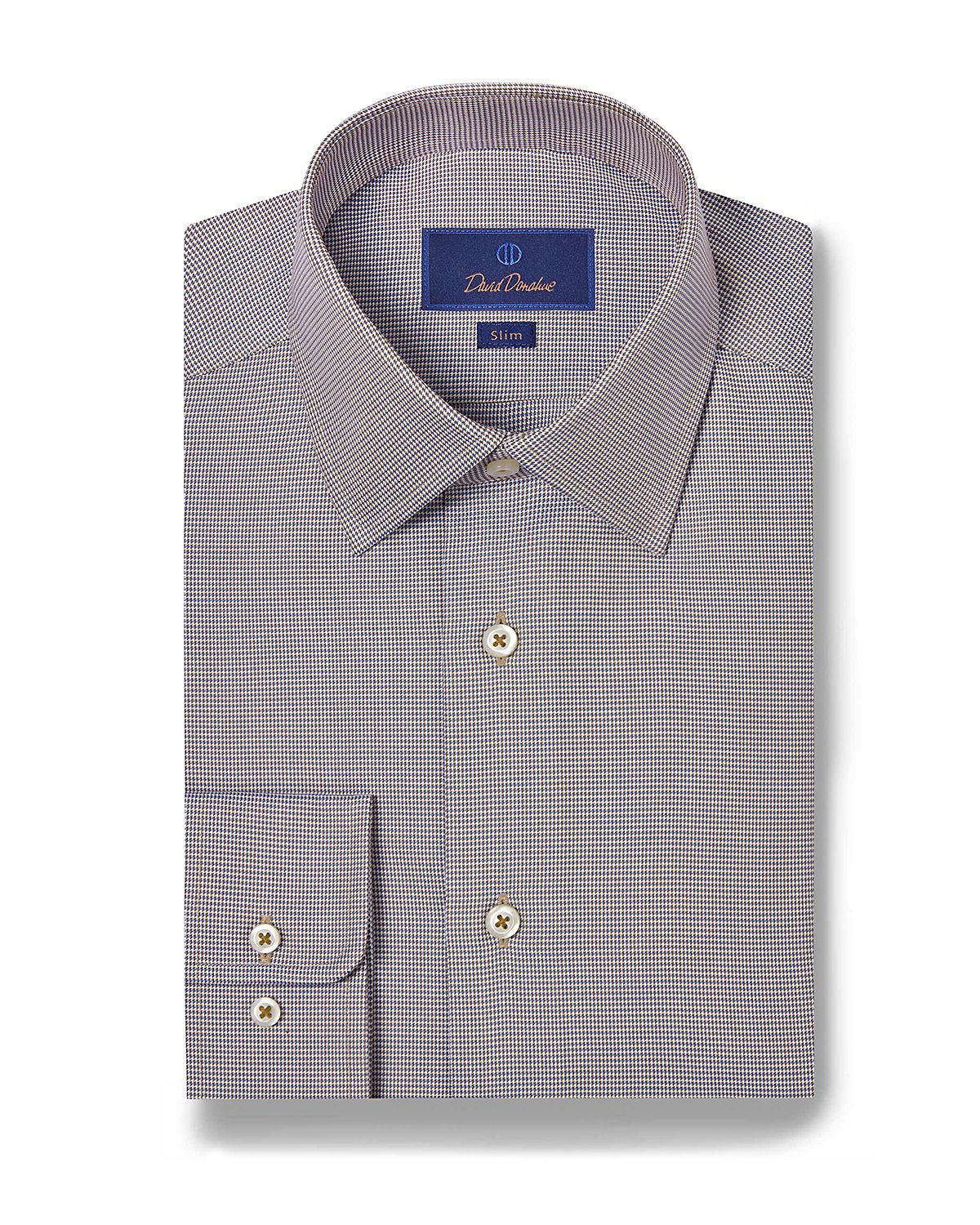 David Donahue Cotton Micro Dobby Slim Fit Dress Shirt