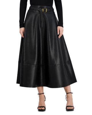 Bcbgmaxazria Faux Leather Belted Maxi Skirt Black