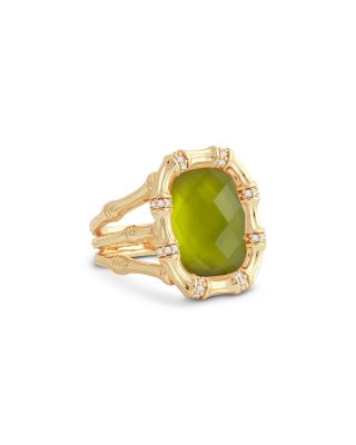 Bamboo Stone Statement Ring in 18K Gold Plated