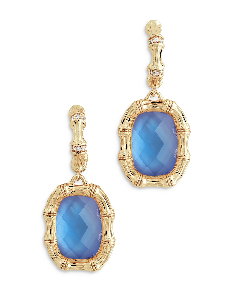 Anabel Aram Bamboo Stone Drop Earrings in 18K Gold Plated