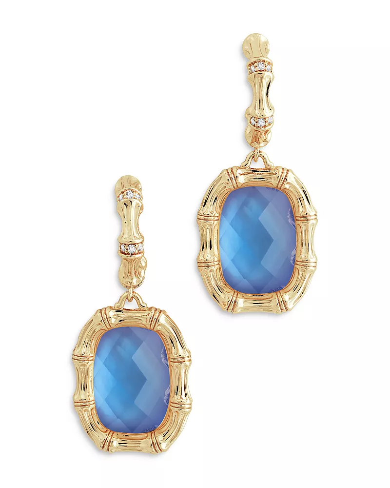 Anabel Aram Bamboo Stone Drop Earrings in 18K Gold Plated