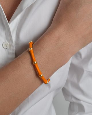 Enamel Bamboo Shaped Hinge Bangle Bracelet