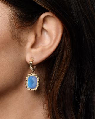 Bamboo Stone Drop Earrings in 18K Gold Plated