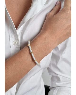 Enamel Bamboo Shaped Hinge Bangle Bracelet