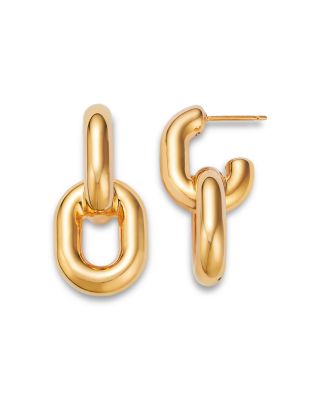 Polished Oval Link Drop Earrings in 14K Yellow Gold