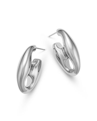 Bloomingdale's Fine Collection - Mariner Link Large J Hoop Earrings in Sterling Silver