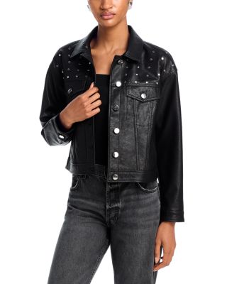 AQUA - Studded Faux Leather Jacket - Exclusive