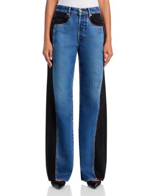 Veronica Beard Taylor Wide Leg Two Tone Jeans in Blue Moon