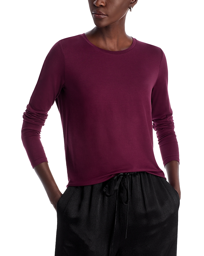 Shop Majestic Pleat Back Tee In Prune