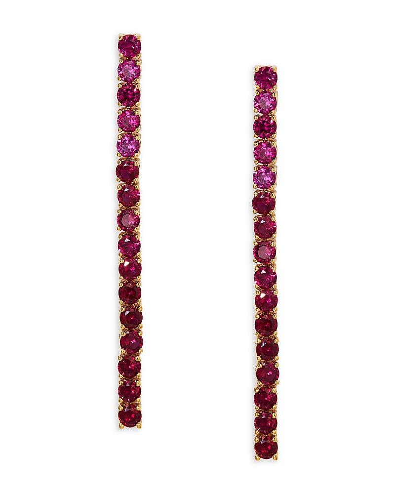 Shop Nadri Pink Cubic Zirconia Linear Drop Earrings In Gold