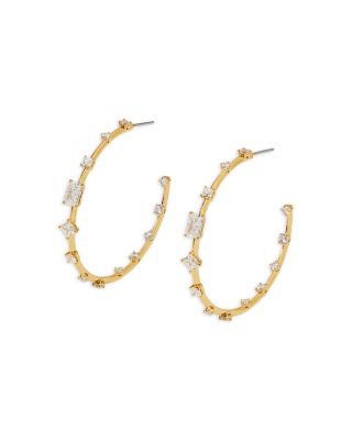 Nadri Rare Jewels Cubic Zirconia Medium Hoop Earrings