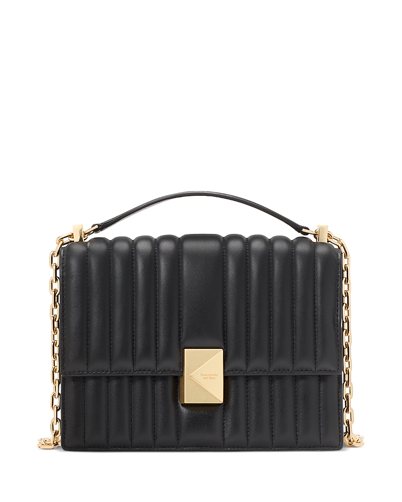 Kate Spade New York Deco Quilted Leather Small Chain Shoulder Bag In Black
