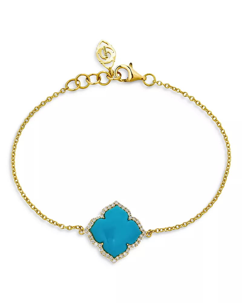 Piranesi 18K Yellow Gold Capri Fiore Bracelet with Turquoise and Diamonds