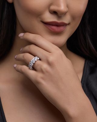 Certified Lab Grown Diamond Oval Eternity Band in 18K White Gold, 9.75 tcw