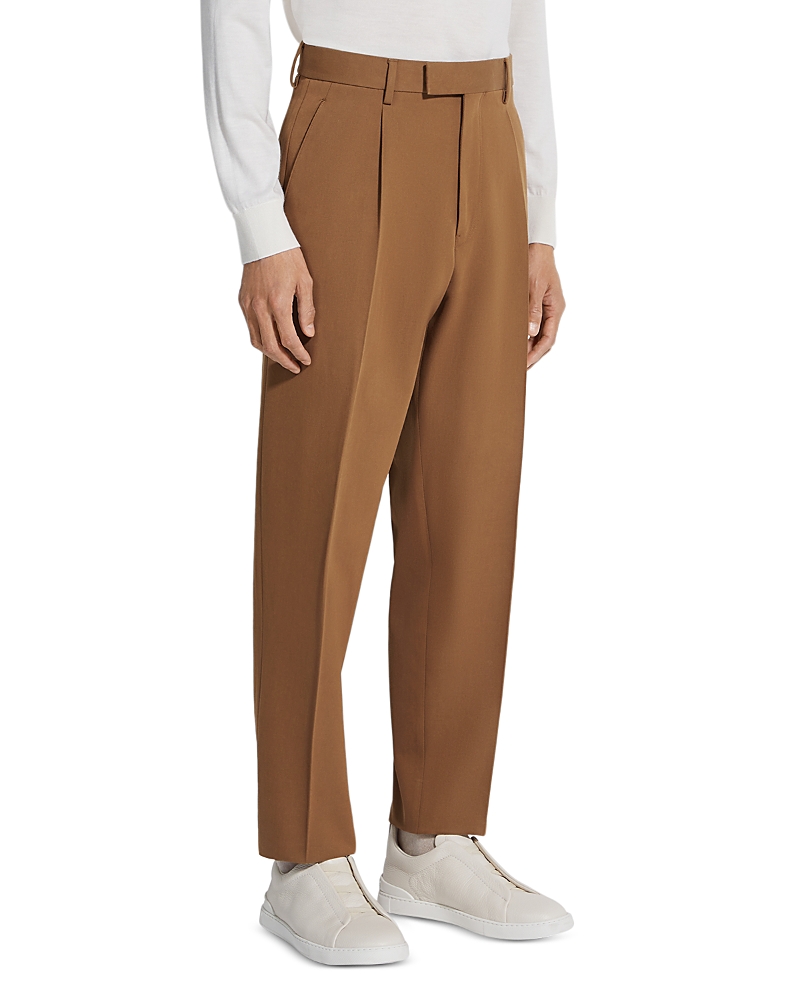 Zegna Foliage Cotton-wool Blend Trousers In Dark Foliage