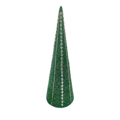 Aman Imports 15 Beaded and Stone Green Cone Tree