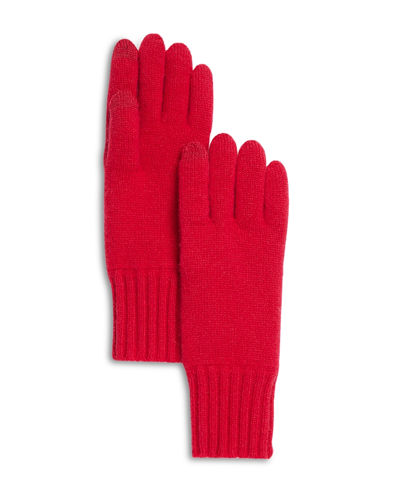 C By Bloomingdale's Cashmere Rib Tech Gloves - Exclusive In Cherry Red