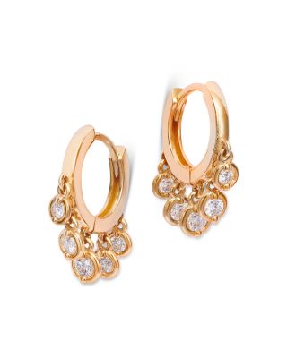 Moon & Meadow - 14K Yellow Gold Lab Grown Diamond Dangle Petite Huggie Hoop Earrings