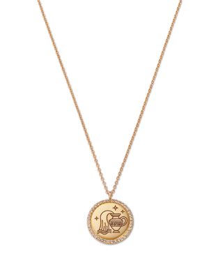 Moon & Meadow - 14K Yellow Gold White Topaz Zodiac Pendant Necklace, 16-18"