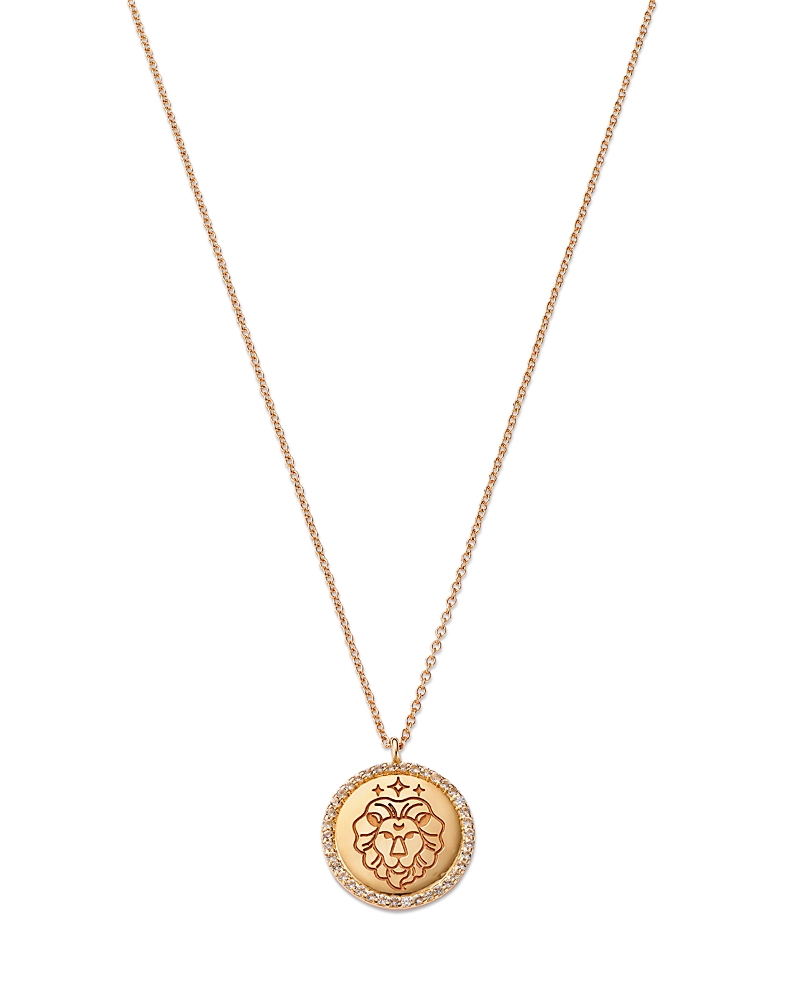 Moon & Meadow 14k Yellow Gold White Topaz Zodiac Pendant Necklace, 16-18 In Leo