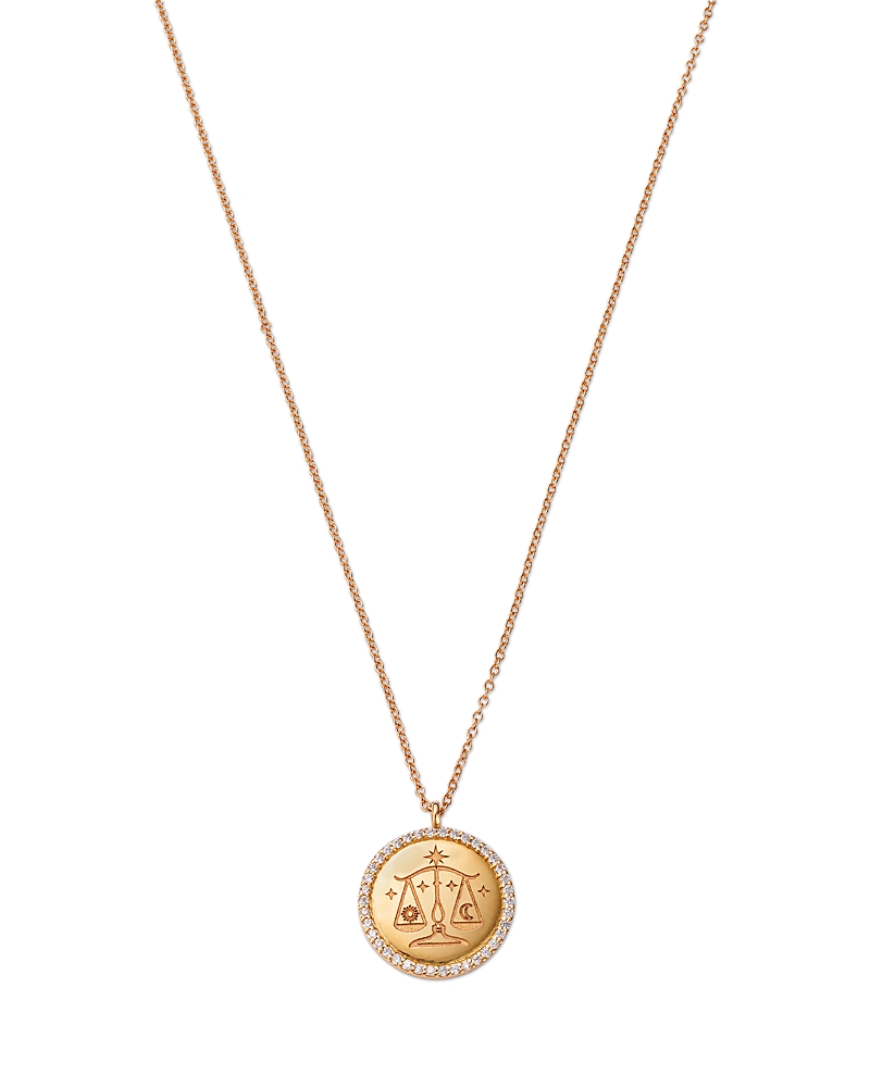 Moon & Meadow 14K Yellow Gold White Topaz Zodiac Pendant Necklace, 16-18