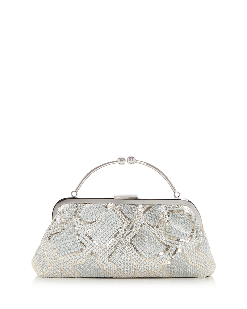 Strathberry Leather Frame Clutch In Silver