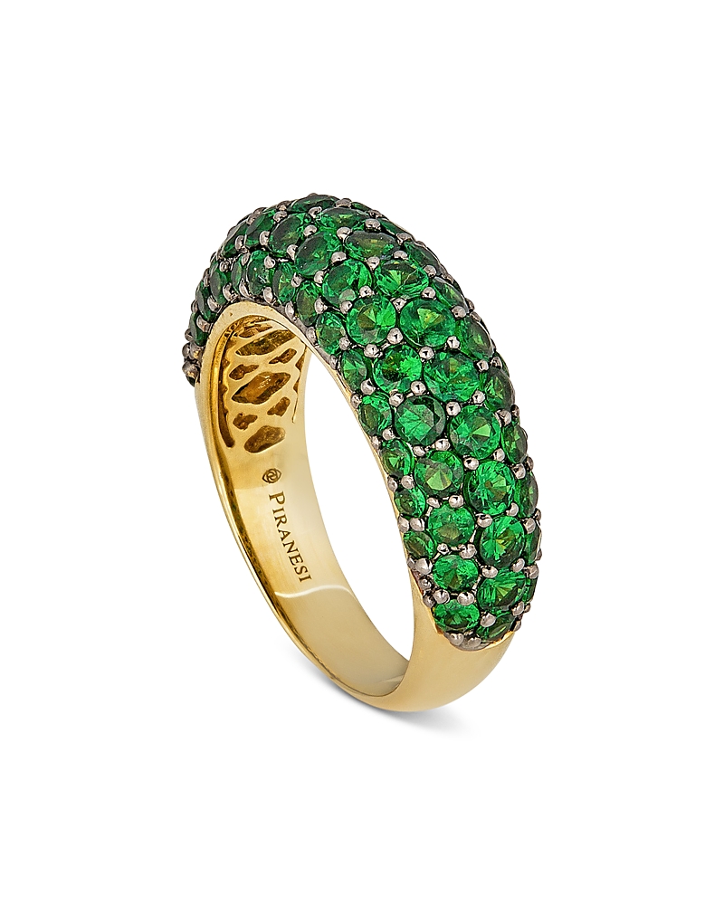 PIRANESI 18K YELLOW GOLD SMALL DOME RING WITH GREEN TSAVORITE GARNET