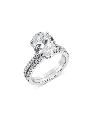 Bloomingdale's Fine Collection - Lab Grown Diamond Oval & Round Cut Bridal Set in 18K White Gold, 4.50 ct. t.w.