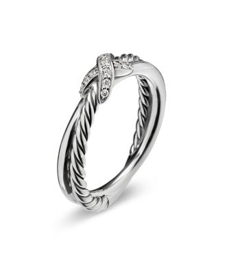 Sterling Silver & Diamond Petite X Ring