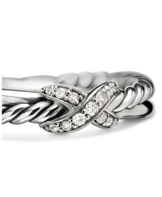 Sterling Silver & Diamond Petite X Ring