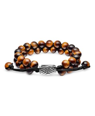 Men's Spiritual Beads Two-Row Bracelet with Tiger's Eye