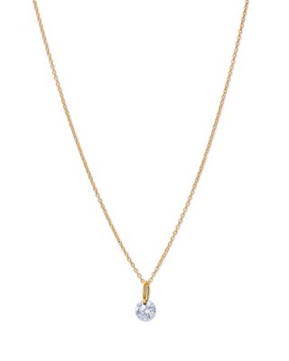 Moon & Meadow - 14K Yellow Gold Lab Grown Diamond Solitaire Pendant Necklace, 16-20"