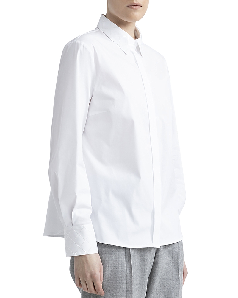 Peserico Hidden Button Blouse In Pure White