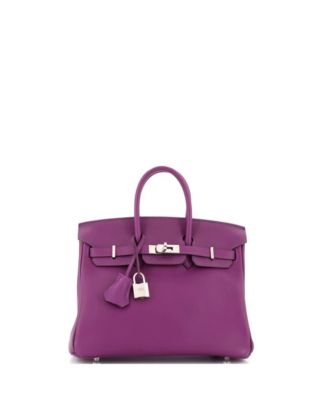 Pre-Owned HERMÈS - Birkin 25 Handbag Purple Swift with Palladium Hardware