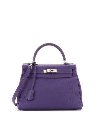 Pre-Owned HERMÈS - Kelly 28 Handbag Purple Togo with Palladium Hardware